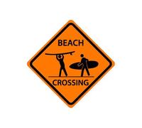 panneau plage Beach crossing surfeur logo 342 autocollant adhésif sticker - Taille : 12 cm