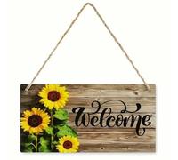Panneau Plaque De Porte Rectangulaire Décorative En Bois Avec Slogan De Bienvenue Tournesol