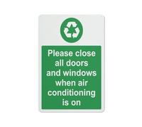 Panneau « Please Close All Doors And Windows When Air Conditioning Is On » - Feuille réfléchissante en aluminium antirouille - Résistant aux intempéries - Imperméable - Facile à monter - 20,3 x 30,5