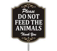 Panneau « Please Do Not Feed The Animals Thank You » - 30,5 x 25,4 cm - Piquet en métal de 88,9 cm de long avec support en aluminium - Utilisation en extérieur