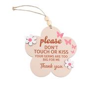Panneau « Please Do Not Touch or Kiss Baby » en bois avec inscription « Don't Touch » pour siège de voiture, poussette, panneau « No Touch » pour nouveau-né (papillon et fleur)