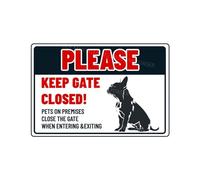 Panneau « Please Keep Gate Closed » - Frenchie Dog Pets On Premises - Plaque en métal d'aluminium - Panneau d'avertissement pour porte, cour, maison, cuisine - 20,3 x 30,5 cm