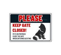 Panneau « Please Keep Gate Closed » - Motif chien samoyède, animaux domestiques sur les lieux - Panneau d'avertissement en métal - Panneau d'avertissement pour porte, cour, maison, cuisine - 20,3 x