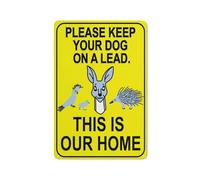 Panneau « Please Keep Your Dog On Lead This Is Our Home » - Jaune vif - 30,5 x 20,3 cm