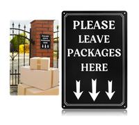 Panneau « Please Leave Parcels and Packages Here » avec flèche en aluminium avec trous pré-percés, 25,4 x 17,8 cm pour boîte aux lettres ou n'importe où pour les livraisons en plein air