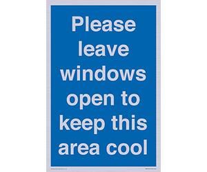 Panneau « Please leave windows open to keep this area cool » - 200 x 300 mm - A4P