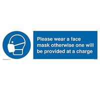 Panneau « Please wear a face mask otherwise one will be provided at a charge » - 300 x 100 mm - L31