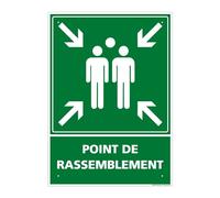 Panneau Point De Rassemblement Alu 2 Mm - 300 X 420 Mm Signalisation Rectangulaire Prépercée Avec Kit De Fixation Fabrication Française