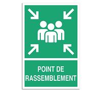 Panneau Point de Rassemblement - Signalétique de Sécurité Norme ISO 7010 en Forex Imprimé (60 x 40 cm (picto+texte)) - Norme ISO 7010