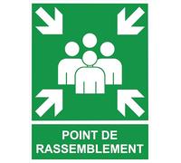 Panneau Point de Rassemblement - Signalisation Évacuation et Sécurité - Sticker ou PVC Forex 3 mm - 25 x 30 cm / 40 x 50 cm - Affichage Secours Entreprise ERP (40 x 50 cm, stickers)