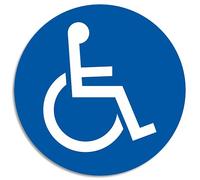 Exacompta - Réf. 67113E - 1 panneau rond place réservé handicapés - En vinyle traité anti-dérapant et résistant aux UV - Diamètre du panneau : 30 cm - coloris : bleu