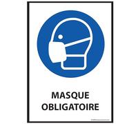 Panneau port du Masque obligatoire - M016 - Norme ISO 7010 - 210 x 148 mm (A5) - Vinyle Souple Autocollant