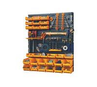 Panneau porte Outils 66 x 78 x 1.7cm 4 panneaux perforés 15 petits - 12 grands bacs 38 Crochets Etagère murale