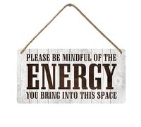 Panneau « Positive Affirmations Good Vibes Only » - Décoration de porte de chambre à coucher avec inscription « Please Be Mindful Of The Energy You Bring Into This Space » - Décoration d'intérieur -
