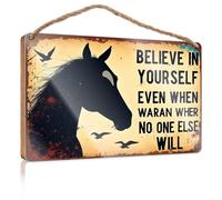 Panneau pour cuisine « Believe In Yourself, Even When No One Else Will Wooded » - Décoration rétro pour chambre à coucher (15 x 28 cm)