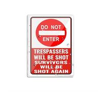 Panneau pour porte en plastique acrylique avec inscription « Do Not Enter Tresspassers Will Be Shot » - Autocollant - 15,2 x 20,3 cm - Facile à appliquer