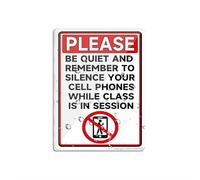 Panneau pour porte en plastique acrylique avec inscription « Please Be Quiet And Silence Phones While Class Is In Session » 15,2 x 20,3 cm Autocollant pour bureau/entreprise Facile à appliquer