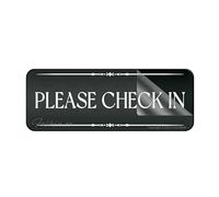 Panneau pour porte en plastique acrylique avec inscription « Please Check In » - Décoration d'intérieur et d'extérieur - 25,4 x 7,6 cm - Autocollant au dos
