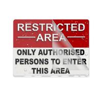 Panneau pour porte en plastique acrylique avec inscription « Restricted Area Autorised Persons Only To Enter The Area » - 15,2 x 20,3 cm - Autocollant pour bureau/entreprise - Facile à appliquer