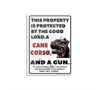 Panneau pour porte en plastique acrylique avec inscription « This Property Is Protected By The Good Lord A Cane Corso Dog » - 20,3 x 15,2 cm - Résistance à la décoloration - Utilisation en intérieur