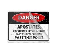 Panneau pour porte en plastique acrylique Danger Apostates Suppressive Persons Past This Point - 20,3 x 15,2 cm - Résistance à la décoloration - Utilisation en intérieur/extérieur