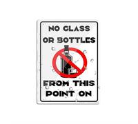 Panneau pour porte en plastique acrylique No Glass Or Bottles From This Point On Safety Restriction Warning Sign 20,3 x 15,2 cm Résistant à la décoloration Utilisation en intérieur/extérieur