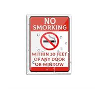 Panneau pour porte en plastique acrylique « No Smoking Within 20 Feet Of Building Door or Window Entrance Vaping Business Notice Warning Church School Sign » 20,3 x 15,2 cm Résistance à la