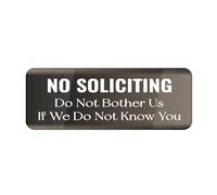 Panneau pour porte en plastique acrylique « No Soliciting Do Not Bother Us If We Do Not Know You » - 7,6 x 22,9 cm - Résistance à la décoloration - Utilisation en intérieur/extérieur