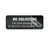 Panneau pour porte en plastique acrylique « No Soliciting Do Not Bother Us If We Do Not Know You » - Décoration d'intérieur et d'extérieur - 25,4 x 7,6 cm - Autocollant au dos