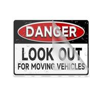 Panneau pour porte en plastique acrylique - Panneau d'avertissement « Danger Look Out For Moving » - 20,3 x 15,2 cm - Résistance à la décoloration - Utilisation en intérieur/extérieur