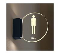Panneau pour toilettes, Wall Mount 8 Inch Round Luminous Sign, for Bathroom Lounge, Office or Business,