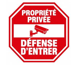 Panneau propriété privée défense d'entrer - Panneau sens interdit en PVC acrylique, format octogone 20cm & 30cm [ Pancarte propriété privée ]
