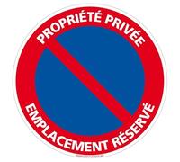Panneau Propriété Privée - Emplacement Réservé - Panneau interdisant le stationnement devant une propriété privée - Panneau de sécurité rigide et rond - Diamètre 240 mm - Plastique PVC de 1 mm