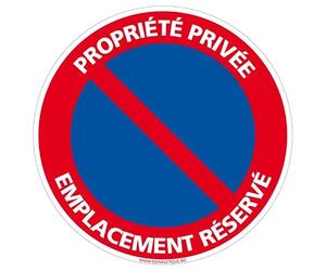 Panneau Propriété Privée - Emplacement Réservé - Panneau interdisant le stationnement devant une propriété privée - Panneau de sécurité rigide et rond - Diamètre 240 mm - Plastique PVC de 1 mm