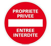 Panneau Propriété Privée Entrée Interdite - Panneau classique de signalisation d'une propriété privée - Panneau de sécurité rigide et rond - Diamètre 240 mm - Plastique PVC de 1 mm