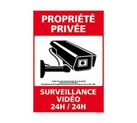Panneau Propriété Privée Surveillance Vidéo 24h/24. G1533. Sticker, panneau PVC ou Aluminium. Vidéosurveillance - 150 x 210 mm - Adhésif - Adhésif -