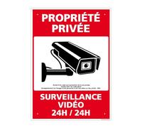 Panneau Propriété Privée, Surveillance Vidéo 24H/24H Alu 2 Mm - 300 X 420 Mm Signalisation Rectangulaire Prépercée Avec Kit De Fixation Fabrication Française