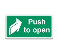 Panneau « Push to open Fire exit » autocollant en vinyle 100 x 50 mm