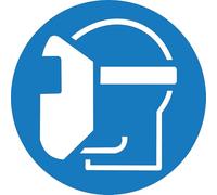 Panneau pvc 3mm Port E P I Obligatoire Ø20 cm - Autocollant Signalétique Sécurité Chantier - Casque, Gants, Lunettes, Chaussures, Protection Auditive - Pictogramme (masque de soudure obligatoire)