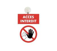 Panneau PVC "ACCÈS INTERDIT" format A5 avec fixation ventouse