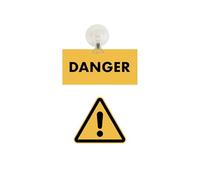 Panneau PVC "DANGER" fond jaune format A5 avec fixation ventouse