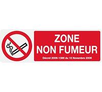 Panneau PVC Diamètre 18x6cm Zone non fumeur rectangle épaisseur 5mm