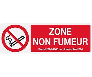 Panneau PVC Diamètre 24x8cm Zone non fumeur rectangle épaisseur 5mm