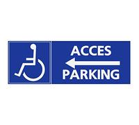 Panneau PVC Handicapé - Personne à mobilité réduite accès parking flèche de gauche 24x8cm épaisseur 5mm