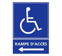 Panneau PVC Handicapé - Personne à mobilité réduite rampe d’accès flèche à gauche 9x12cm épaisseur 5mm