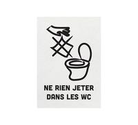 Panneau PVC "NE RIEN JETER DANS LES TOILETTES" fond blanc format A5