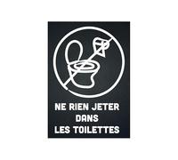 Panneau PVC "NE RIEN JETER DANS LES TOILETTES" fond noir format A5