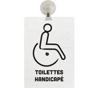 Panneau PVC "TOILETTES HANDICAPÉ" fond blanc format A5 avec fixation ventouse Interface PLV 1