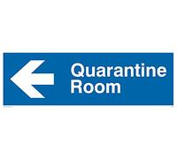 Panneau Quarantine Room avec flèche face à gauche - 300 x 100 mm - L31