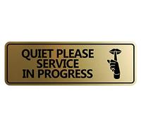 Panneau « Quiet Please Service In Progress » (doré brossé) - Taille moyenne